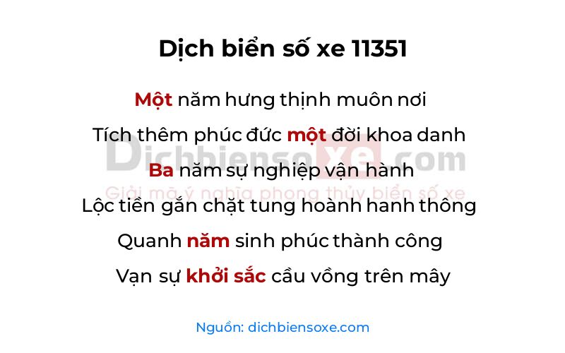 Dịch thơ biển số 11351