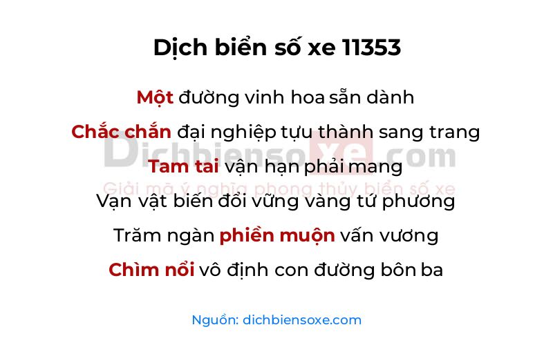 Dịch thơ biển số 11353