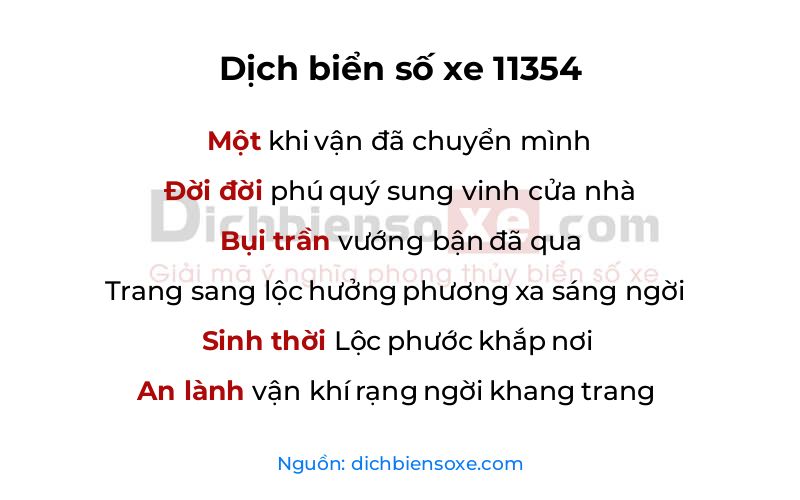 Dịch thơ biển số 11354