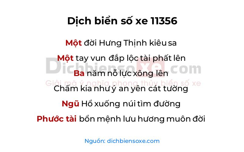 Dịch thơ biển số 11356