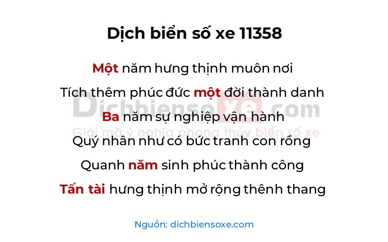 Dịch thơ biển số 11358