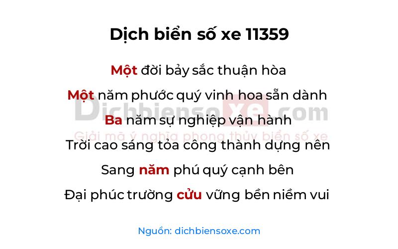 Dịch thơ biển số 11359