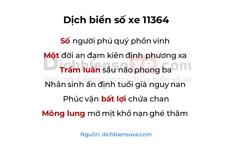 Dịch thơ biển số 11364