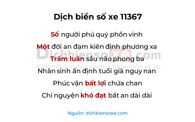 Dịch thơ biển số 11367