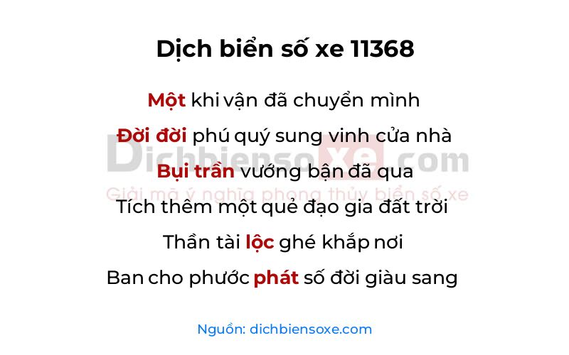Dịch thơ biển số 11368