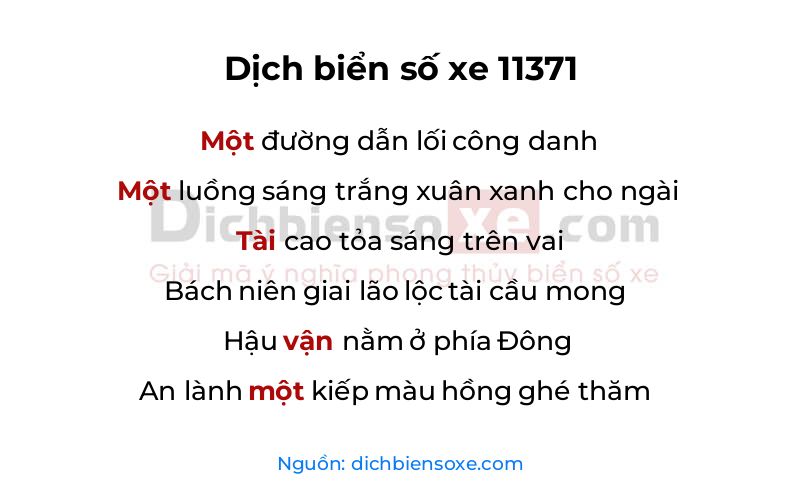 Dịch thơ biển số 11371