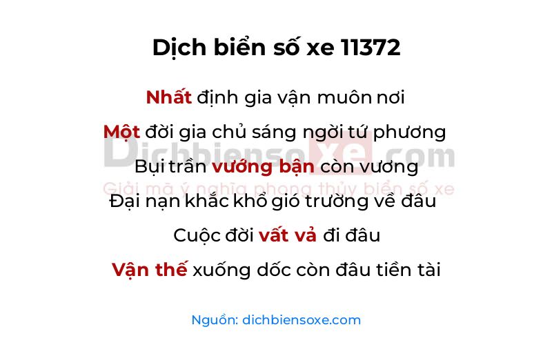 Dịch thơ biển số 11372