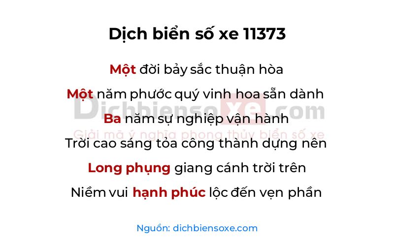 Dịch thơ biển số 11373