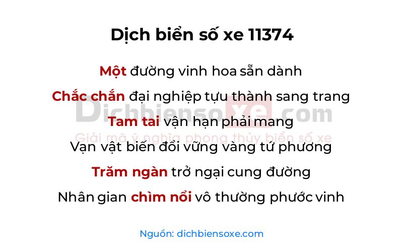 Dịch thơ biển số 11374