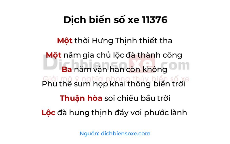 Dịch thơ biển số 11376