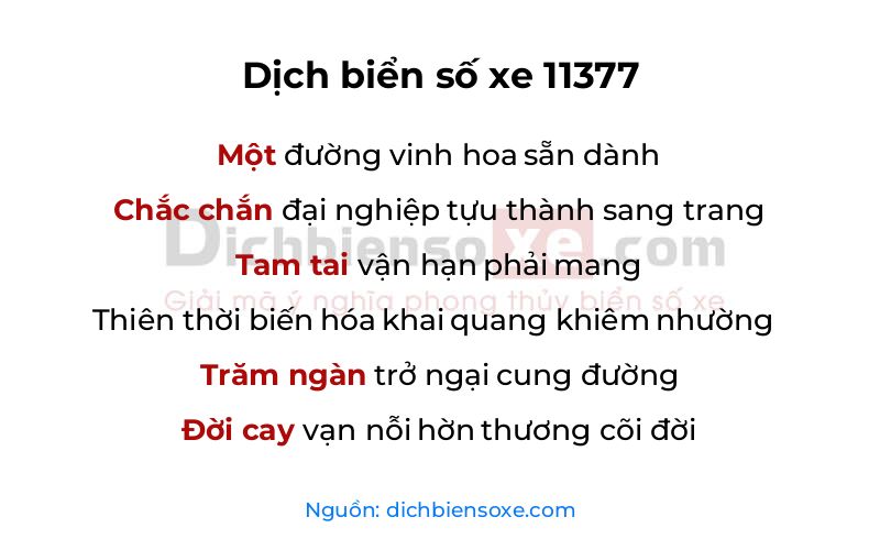 Dịch thơ biển số 11377