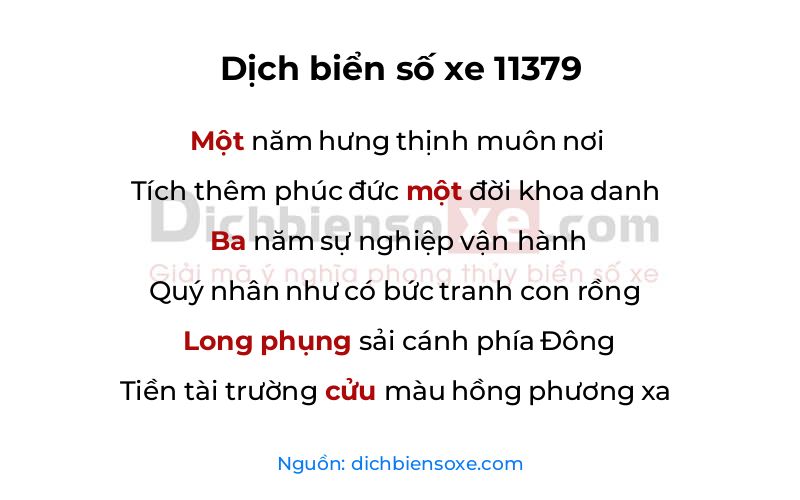 Dịch thơ biển số 11379