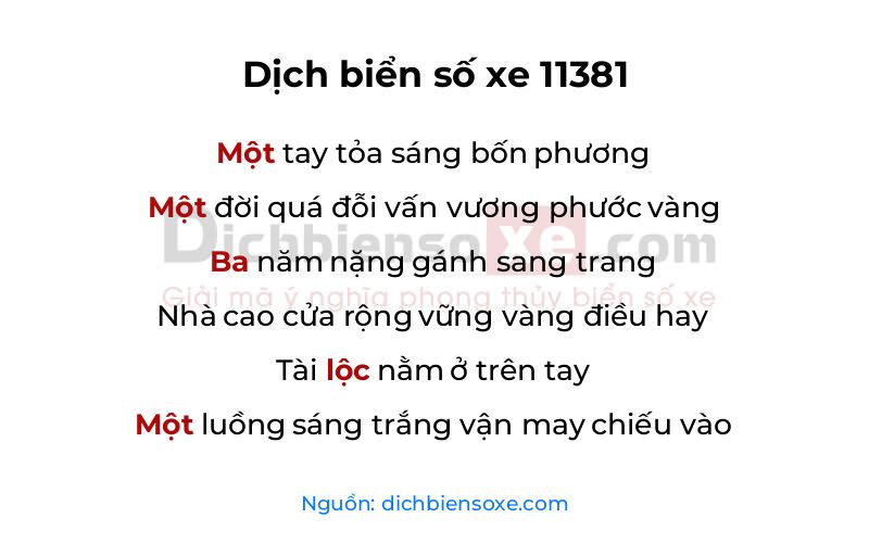 Dịch thơ biển số 11381