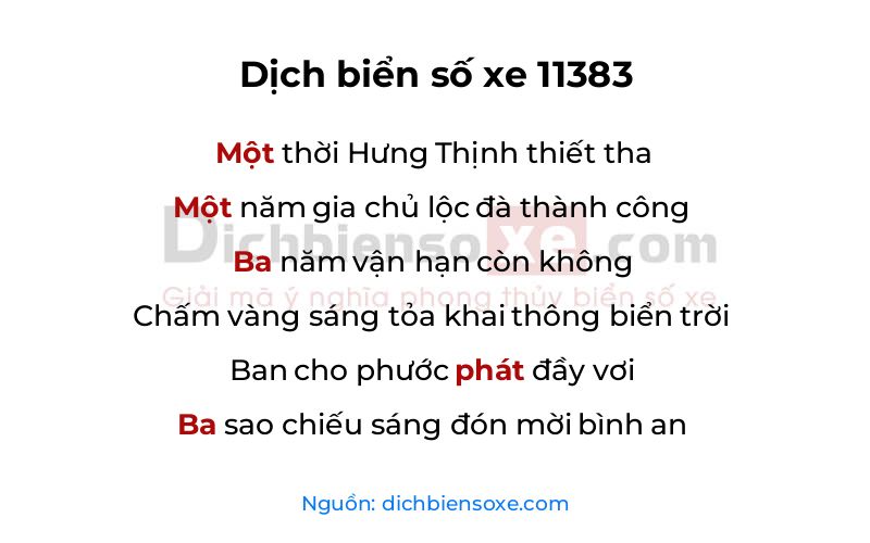 Dịch thơ biển số 11383