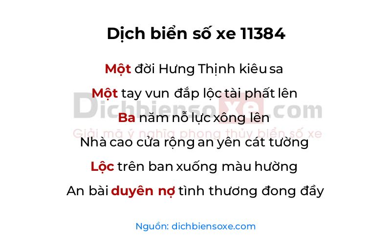 Dịch thơ biển số 11384
