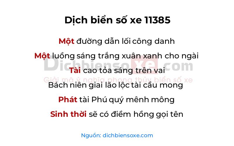 Dịch thơ biển số 11385