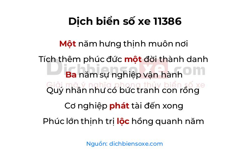 Dịch thơ biển số 11386