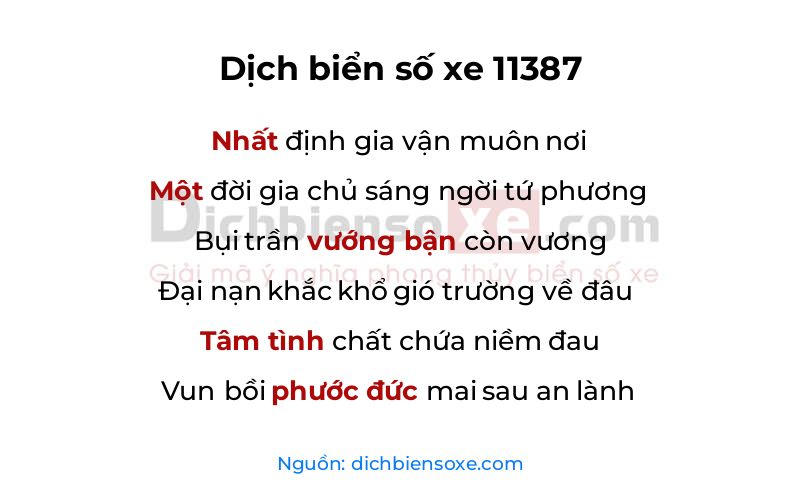 Dịch thơ biển số 11387