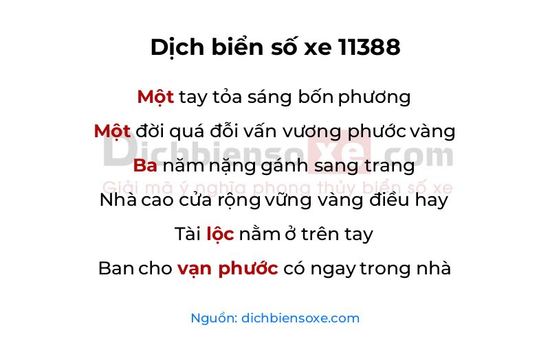 Dịch thơ biển số 11388