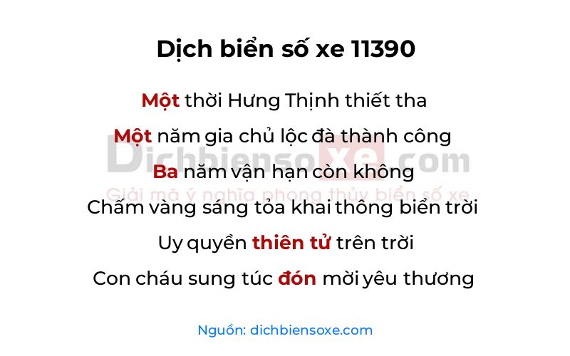 Dịch thơ biển số 11390