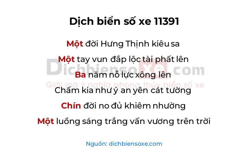 Dịch thơ biển số 11391