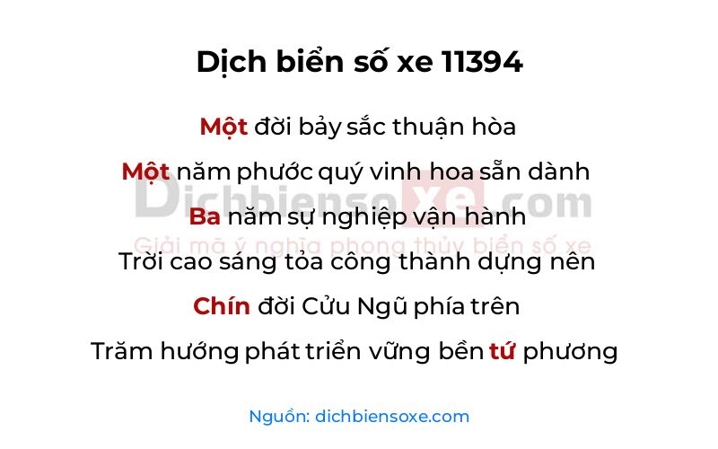 Dịch thơ biển số 11394