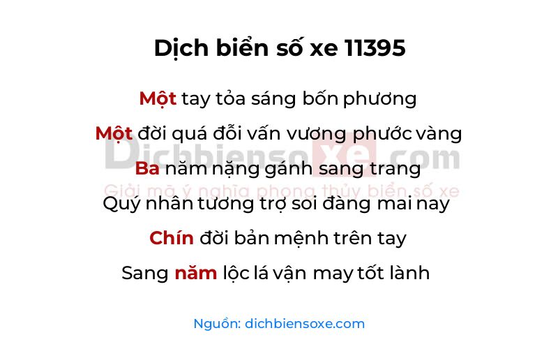 Dịch thơ biển số 11395
