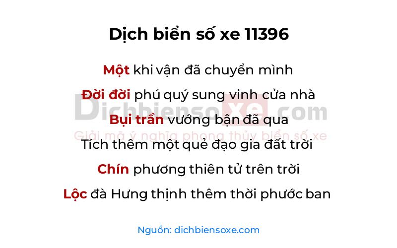 Dịch thơ biển số 11396