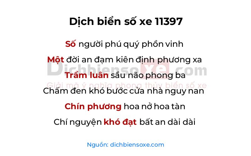 Dịch thơ biển số 11397