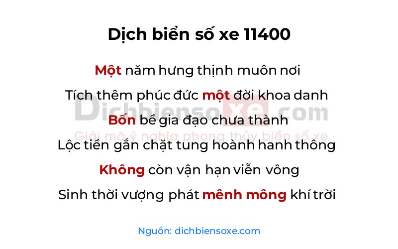 Dịch thơ biển số 11400