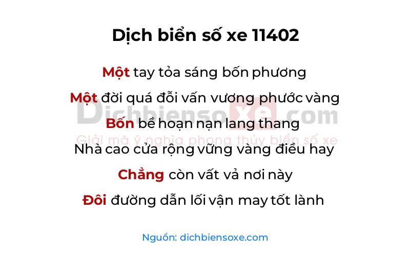 Dịch thơ biển số 11402