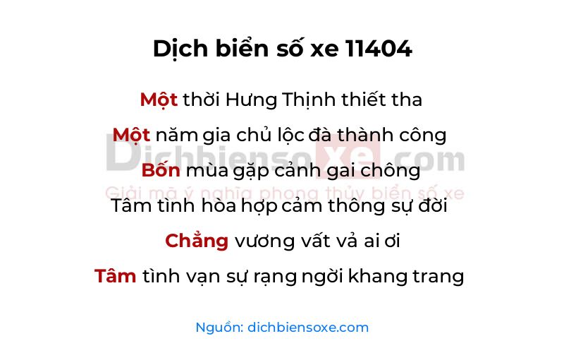 Dịch thơ biển số 11404