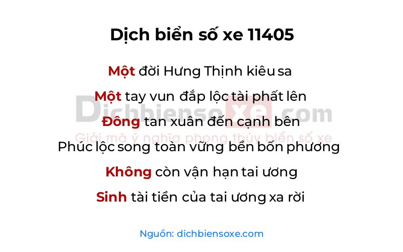 Dịch thơ biển số 11405