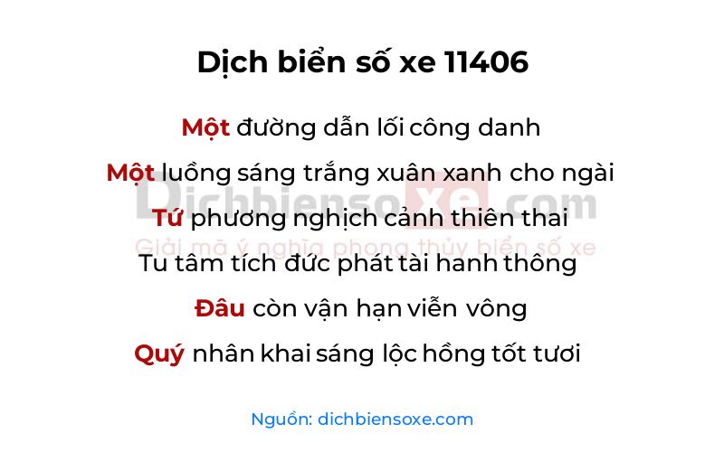 Dịch thơ biển số 11406