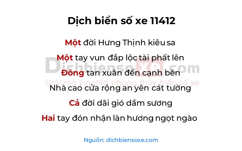 Dịch thơ biển số 11412