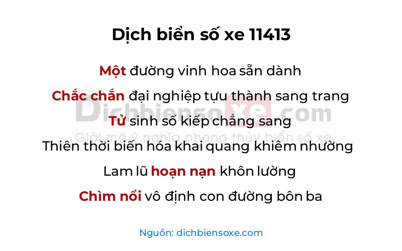 Dịch thơ biển số 11413