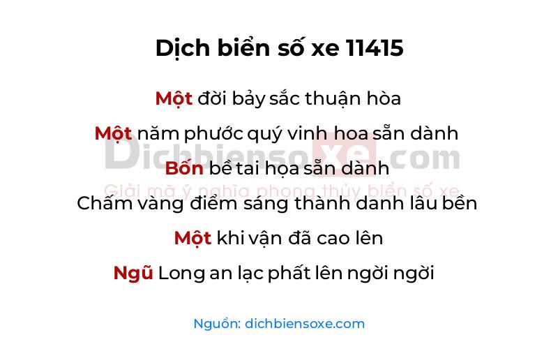 Dịch thơ biển số 11415