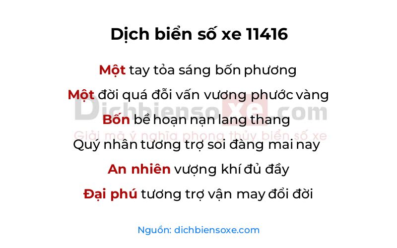 Dịch thơ biển số 11416