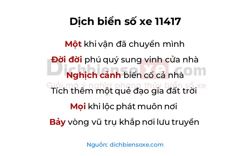 Dịch thơ biển số 11417
