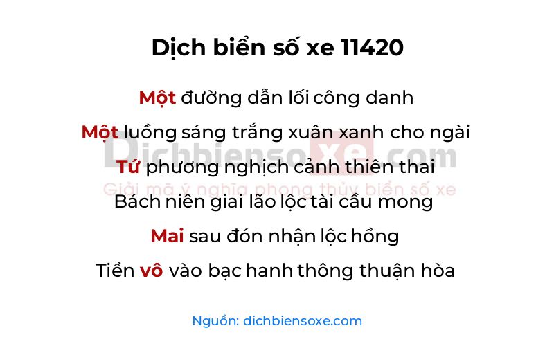 Dịch thơ biển số 11420