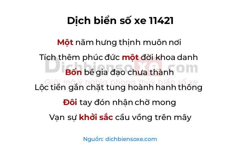 Dịch thơ biển số 11421
