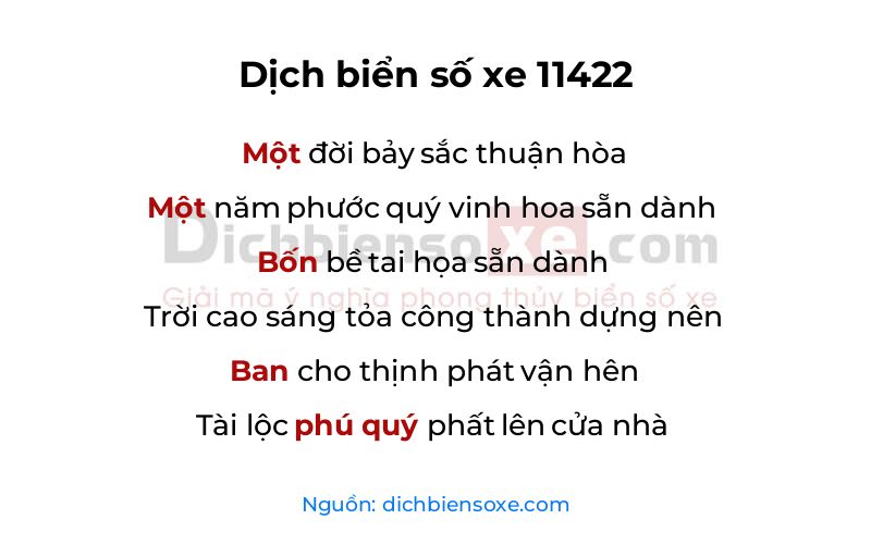 Dịch thơ biển số 11422