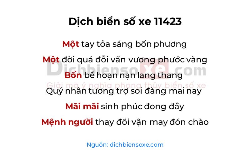 Dịch thơ biển số 11423