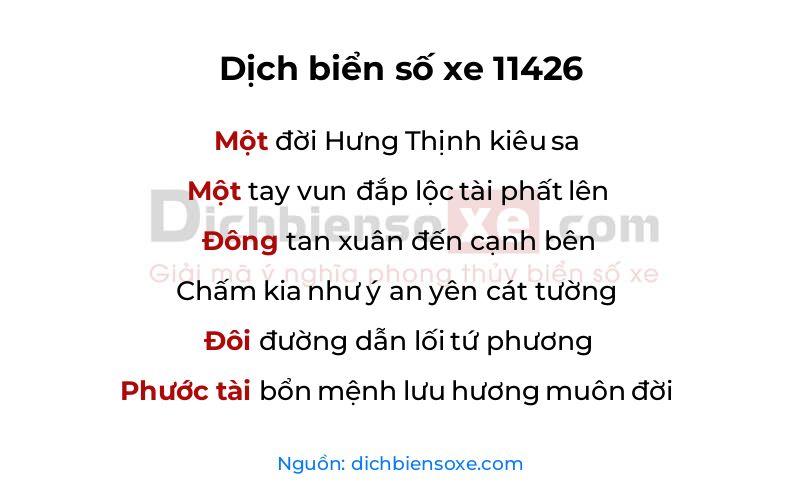 Dịch thơ biển số 11426