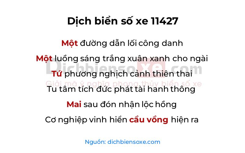 Dịch thơ biển số 11427