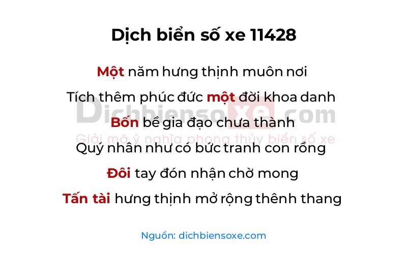 Dịch thơ biển số 11428