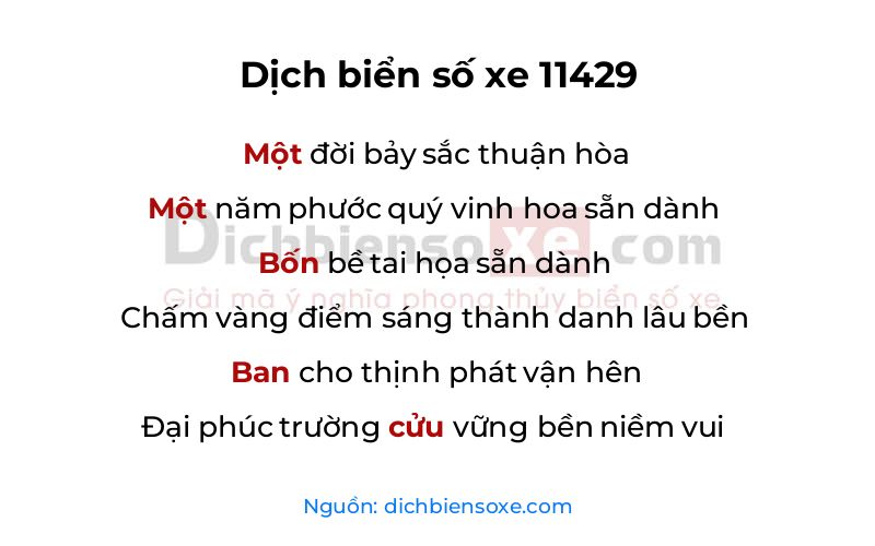 Dịch thơ biển số 11429