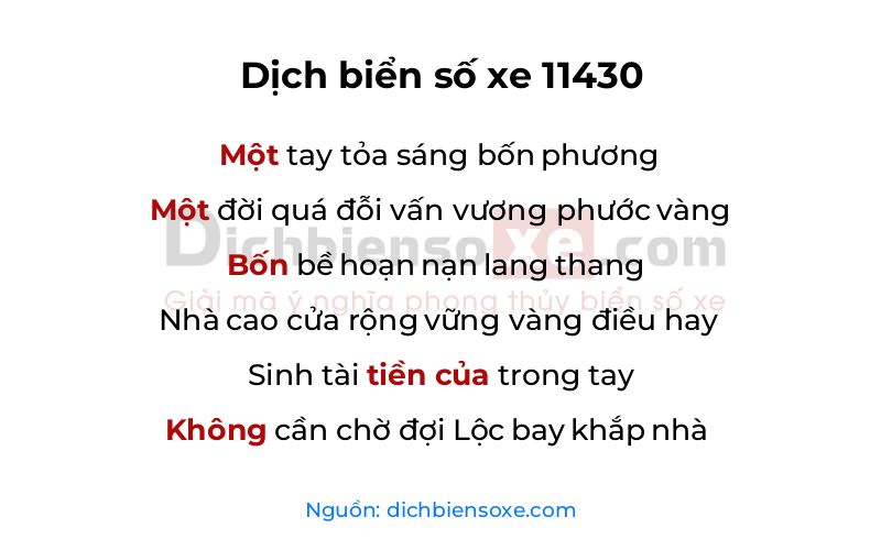 Dịch thơ biển số 11430