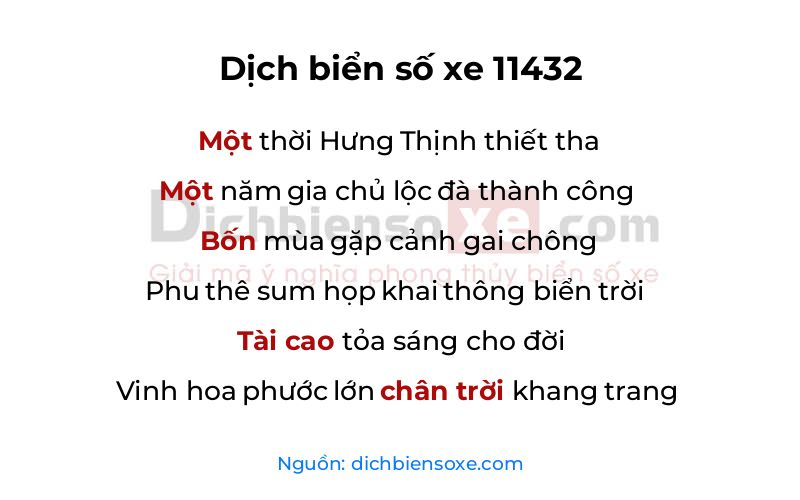 Dịch thơ biển số 11432