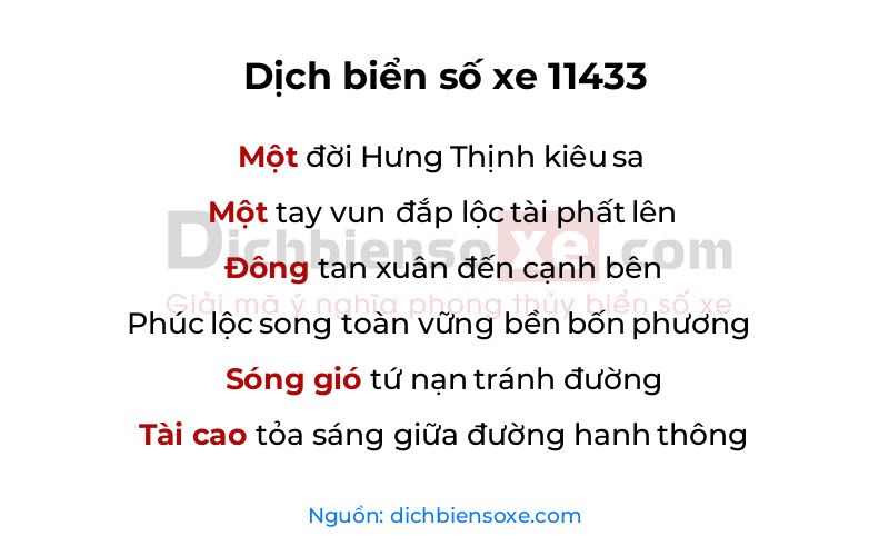 Dịch thơ biển số 11433